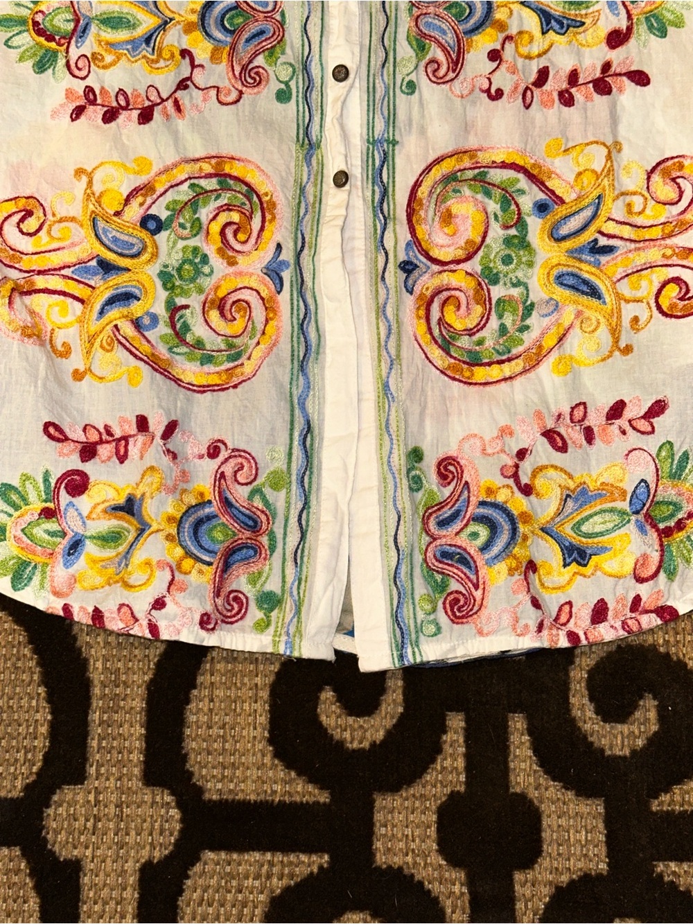 Cyrena Anthropologie Linen Blend Embroidered Tunic Boho Festival Shirt Dress LRG - Picture 2 of 10